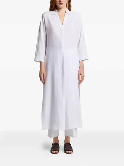 Peserico V-neck Shirt-style Maxi Dress In White