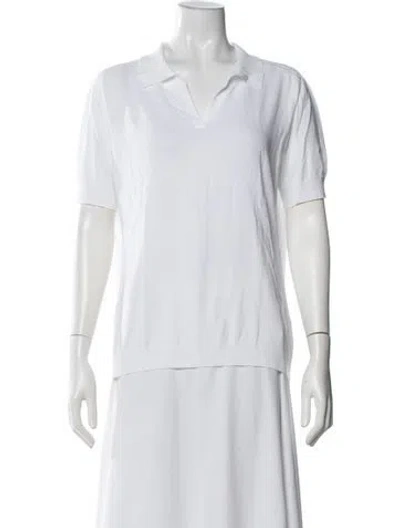Pre-owned Peserico V-neck Short Sleeve Polo In White