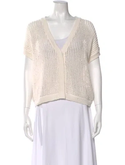 Pre-owned Peserico V-neck Short Sleeve Top In Neutral