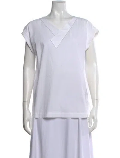 Pre-owned Peserico V-neck Short Sleeve Top In White