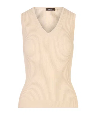 Peserico V-neck Sleeveless Knit Top In Black