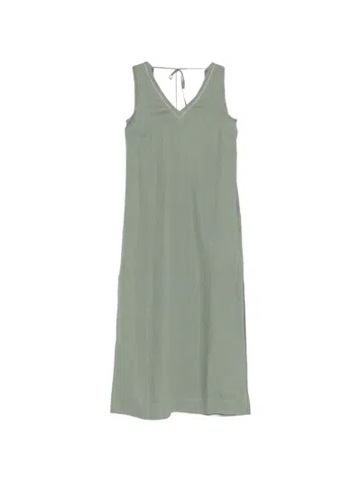 Peserico V-neck Sleeveless Midi Dress In Green