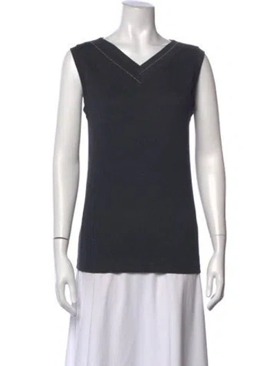 Pre-owned Peserico V-neck Sleeveless Top In Black