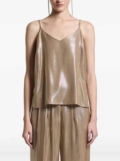 Peserico V-neck Sleeveless Top In Brown