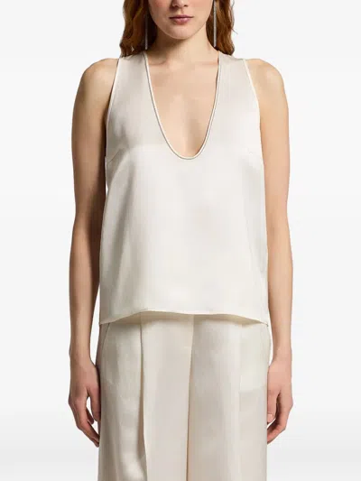 Peserico V-neck Sleeveless Top In White