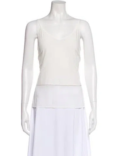 Pre-owned Peserico V-neck Sleeveless Top W/ Tags In White