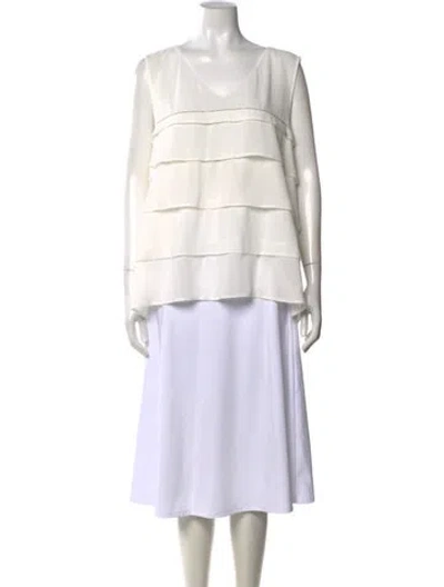 Pre-owned Peserico V-neck Sleeveless Top In White