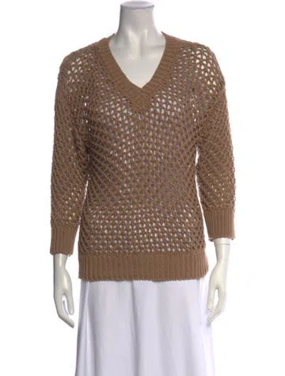 Pre-owned Peserico V-neck Sweater In Brown