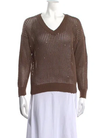 Pre-owned Peserico V-neck Sweater In Brown