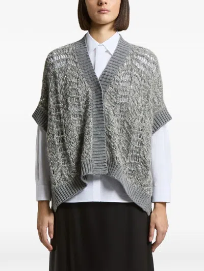 Peserico V-neck Sweater In Gray