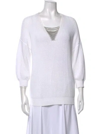 Pre-owned Peserico V-neck Sweater In White