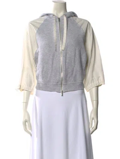 Pre-owned Peserico V-neck Three-quarter Sleeve Sweatshirt In Gray