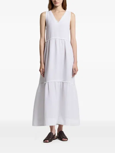 Peserico V-neck Tiered Maxi Dress In White
