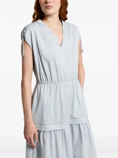 Peserico V-neck Tiered Midi Dress In Blue