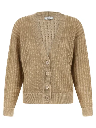 Peserico Beige Waffle Lam Cardigan In Neutral