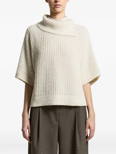 Peserico Waffle-knit Funnel-neck Sweater In White