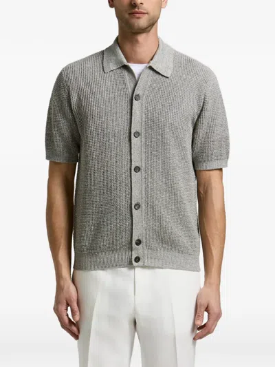 Peserico Waffle-knit Short-sleeve Shirt In Gray