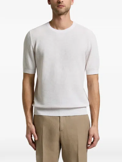 Peserico Waffle-knit Short-sleeved Top In White