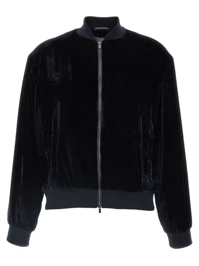 PESERICO WASHED VISCOSE VELVET BOMBER SWEATSHIRT