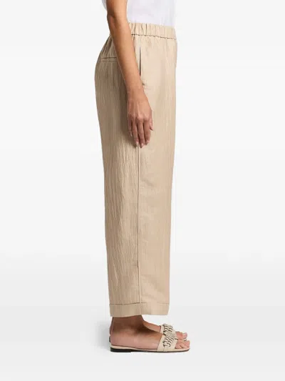 Peserico Wet-effect Trousers In Neutral