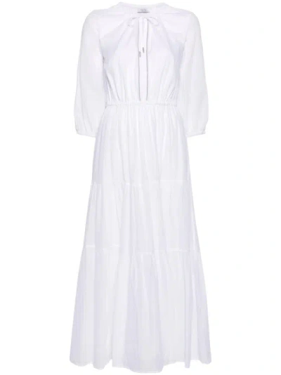 Peserico Beaded-trim Cotton Midi Dress In White