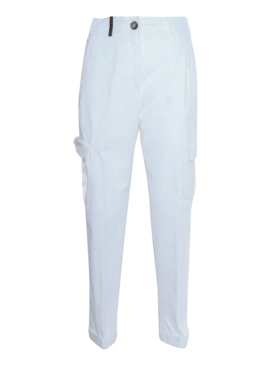Peserico White Cargo Pants In Blue