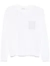 Peserico White Linen Cotton Blended Knit Sweater In White