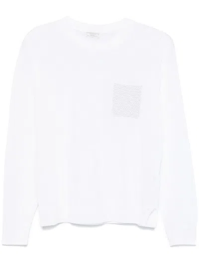 PESERICO WHITE CHAIN-LINK DETAILING SWEATER