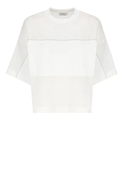 Peserico White Cotton And Silk T-shirt