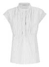 Peserico Striped Sleeveless Shirt In White