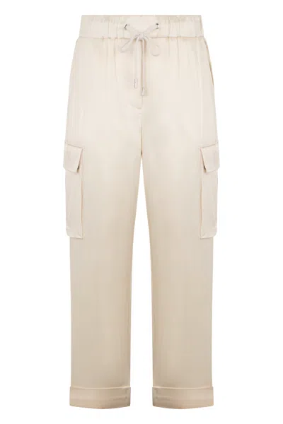 Peserico White Cream Crop Pants With A Minimalist And Chic Design.