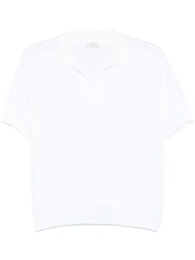 Peserico White Crepe Pure Cotton Yarn Tricot Polo