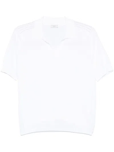 Peserico Polo In Tricot In Filato Di Puro Cotone Crepe Bianco