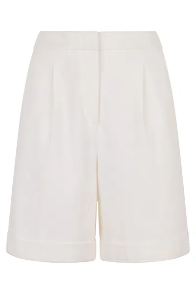 Peserico White High-waisted Shorts With A Minimal And Elegant Design. In Neutral