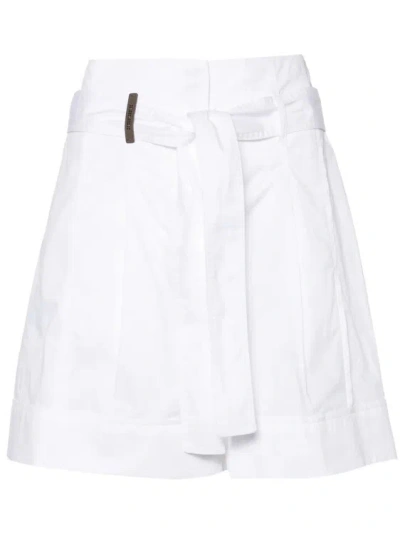 Peserico White Paperbag-waist Pleated Shorts
