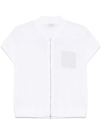PESERICO WHITE SEMI-SHEER GILET