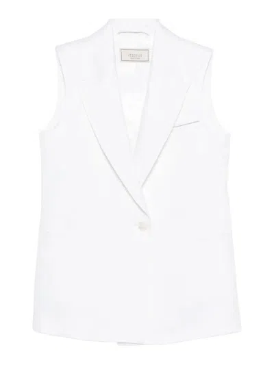 Peserico White Viscose Linen Gilet Jacket