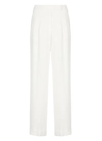 Peserico White Viscose Palazzo Trousers