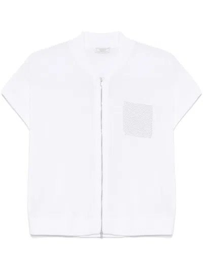 PESERICO WHITE ZIP-UP TOP