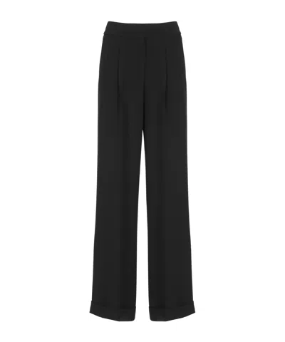 Peserico Wide-leg Casual Pants In Black