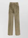 Peserico Wide Leg Corduroy Trousers With Belt Loops In Green