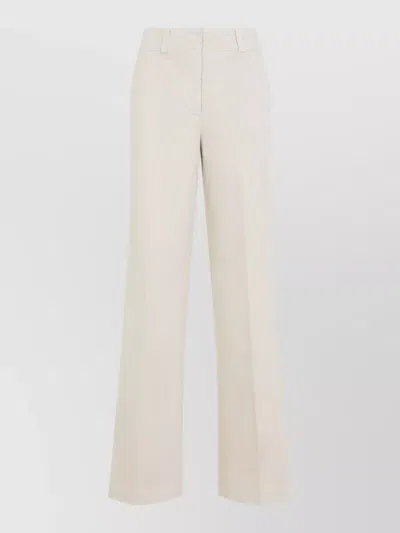 Peserico Wide Leg Cotton Pants Front Back Pockets In Neutral