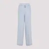 Peserico Pinstriped Linen Straight Trousers In Azzurro