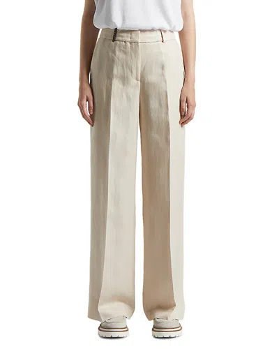 Peserico Wide Leg Pants In Amber Beige