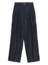 Peserico Wide-leg Relaxed-fit Pants With Cargo Pockets In Black