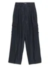 Peserico Wide-leg Relaxed-fit Pants With Cargo Pockets In Blue