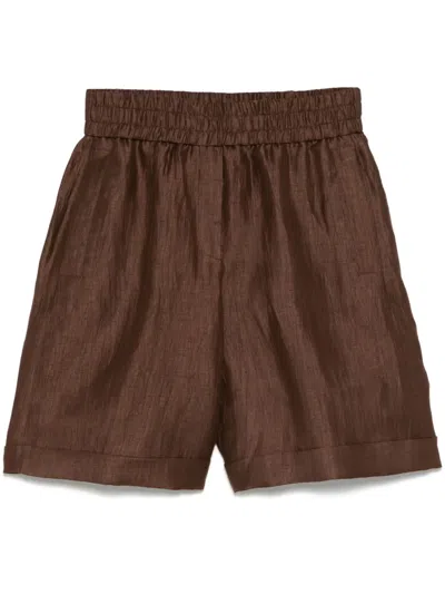 Peserico Wide-leg Shorts In Brown