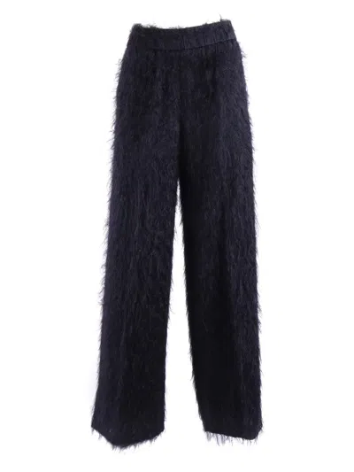 PESERICO WIDE-LEG TROUSERS IN TEXTURED FUZZY FABRIC