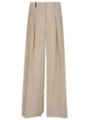Peserico Wide-leg Trousers With Pleats In Soft Fabric In Neutral