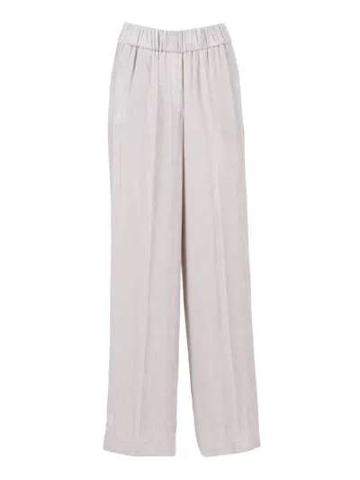 Peserico Wide-leg Trousers With Relaxed Silhouette In White